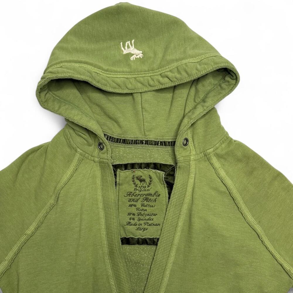 Y2K vintage Abercrombie & Fitch green cotton & hooded mini dress logo size large - Picture 3 of 8